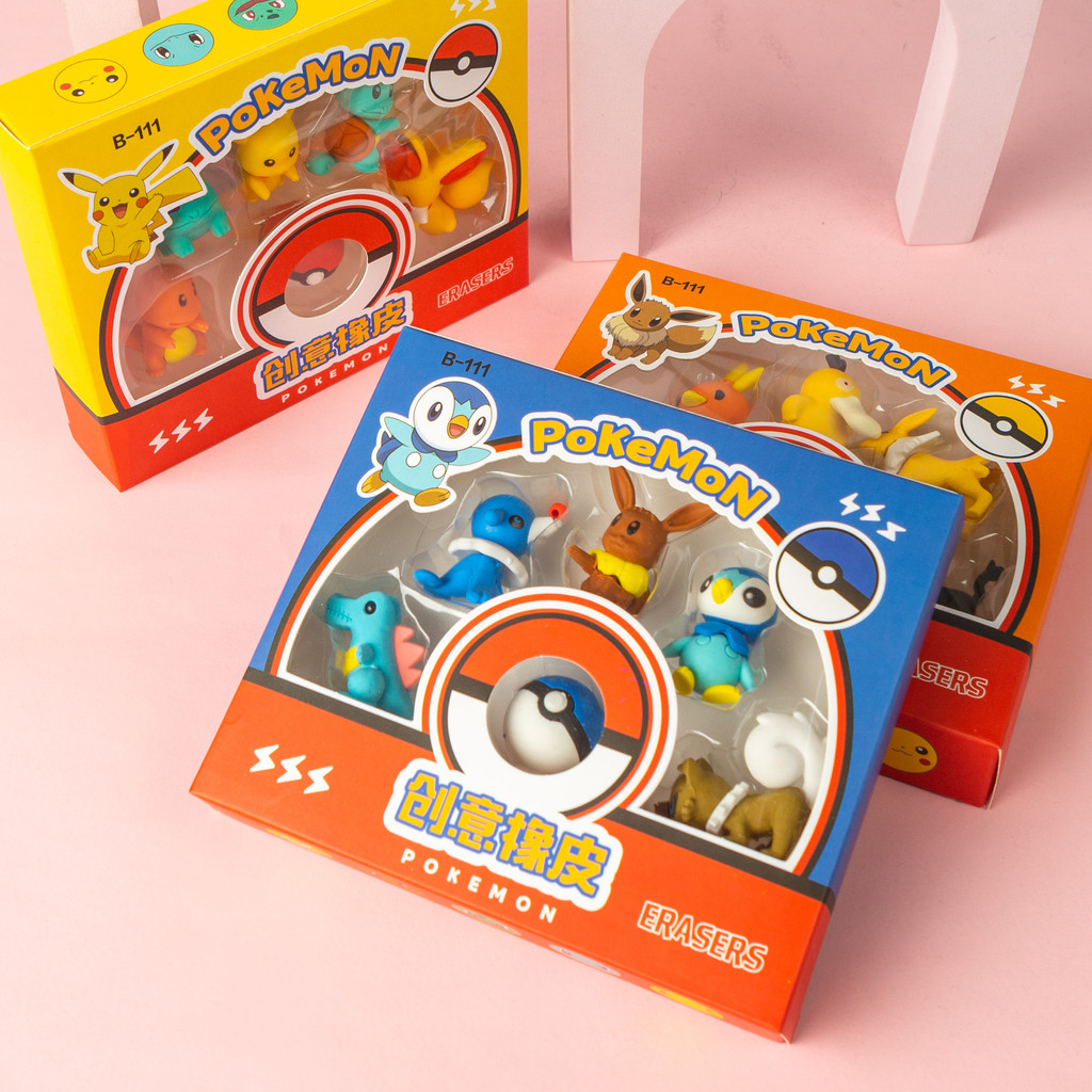 Pencil Eraser, Funny Pokemon Character Eraser Box, 5 Models In Boxes