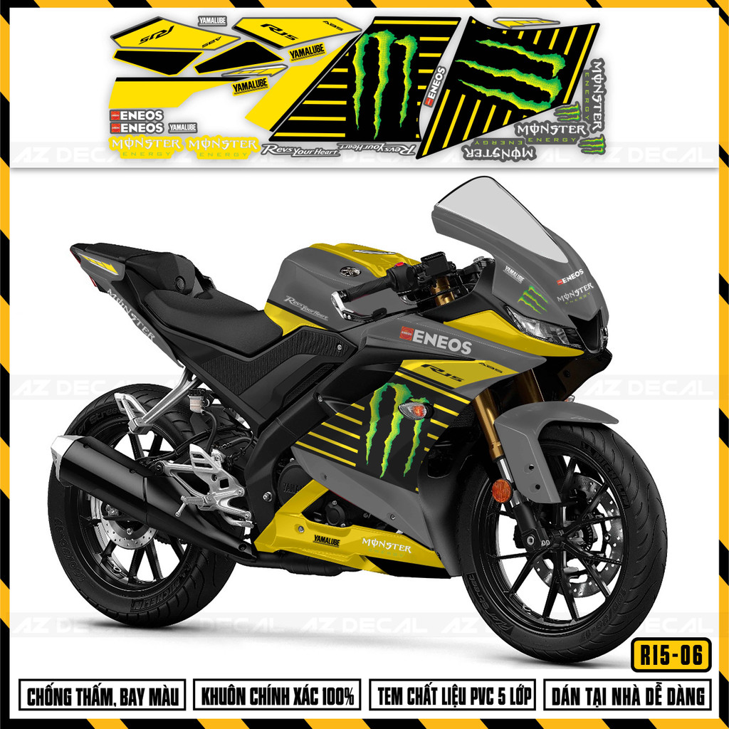 Decal R15 V3 Motorcycle Stickers Blue, Yellow, Red, Black, Gray ...