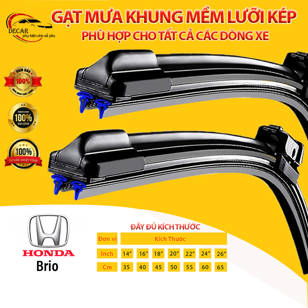 Honda BRIO HighEnd Silicone DoubleBlade Rain Wiper, 2Blade Car Rain