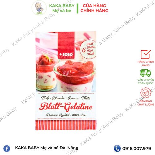 Sobo Organic GELATINE 9 Grams (Leaf Gelatin Powder / Powder) Powder (9g