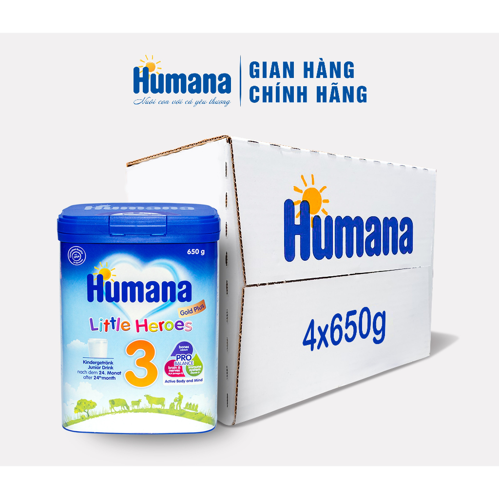 (4 Box) Humana Gold Plus 3 Milk Powder For Children From 24 Months