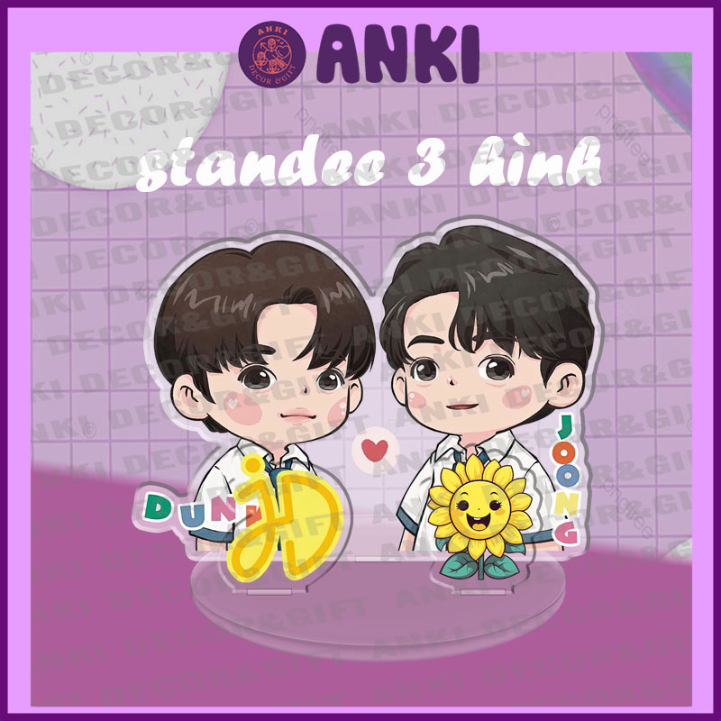 Standee of 3 unique and cute JOONGDUNK images, transparent mica standee ...