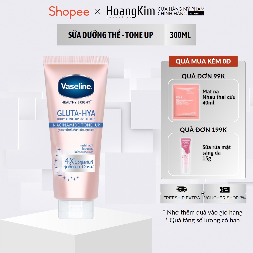 Vaseline 4x Healthy Bright Gluta Hya Niacinamide Tone Up Body Lotion ...