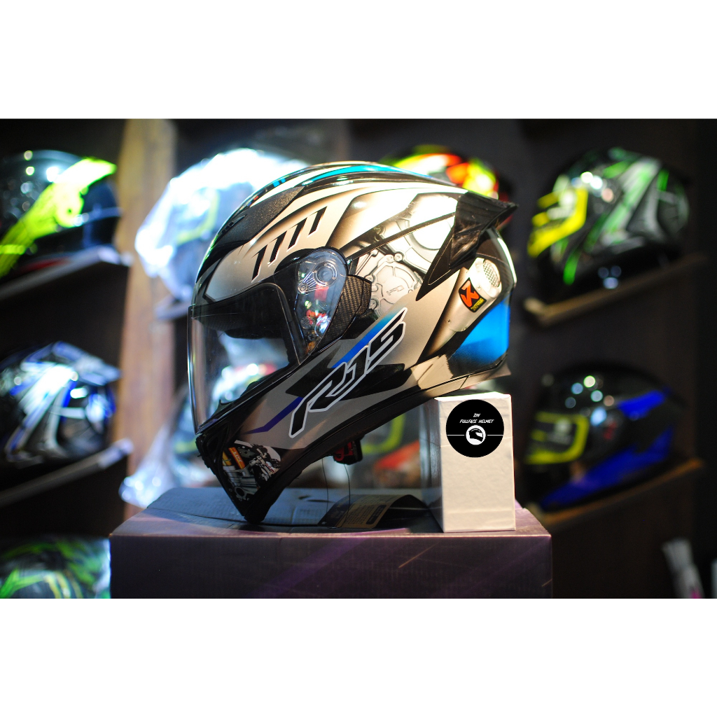 Fullface Royal M138 Yamaha R15 silver blue helmet Shopee Malaysia