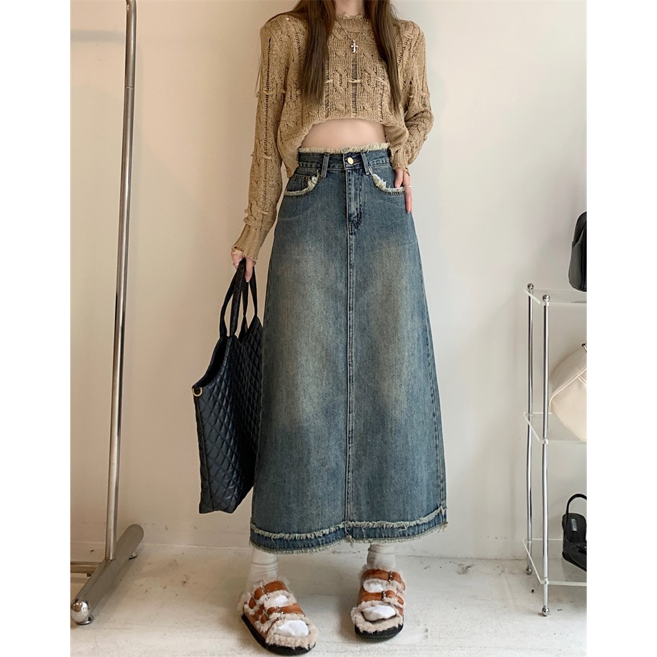 Women's jeans skirt with tassel long shape 247plus - CV6877-P0k40 ...