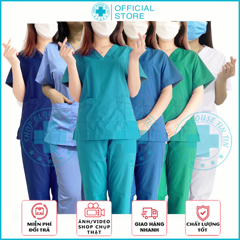 Doctor Scrubs, HeartNeck Blouse Clothes, Spa Uniforms, Beauty Salons