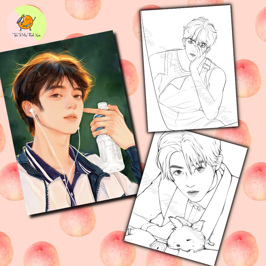 [TX06] Set Of 5 Boy Coloring Pictures Size A5 Wax Coloring, Lead ...