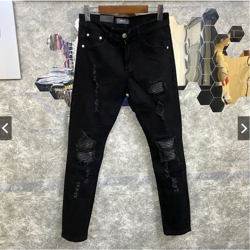 High quality men's jeans with leather lining in thick, elastic