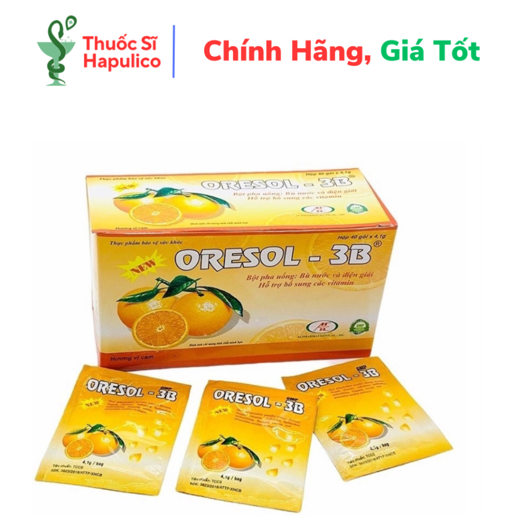 ORESOL 3B Rehydration and Electrolytes Orange Flavor Box of 40 Packets ...