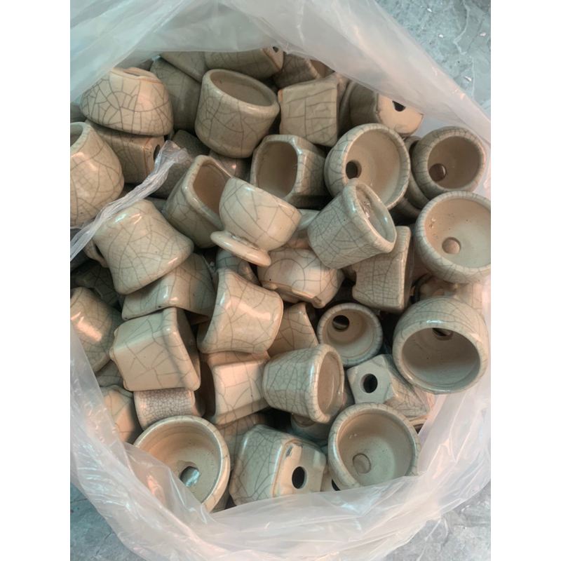Mini ceramic pot with terracotta bowl and mini bonsai stone lotus pasu ...