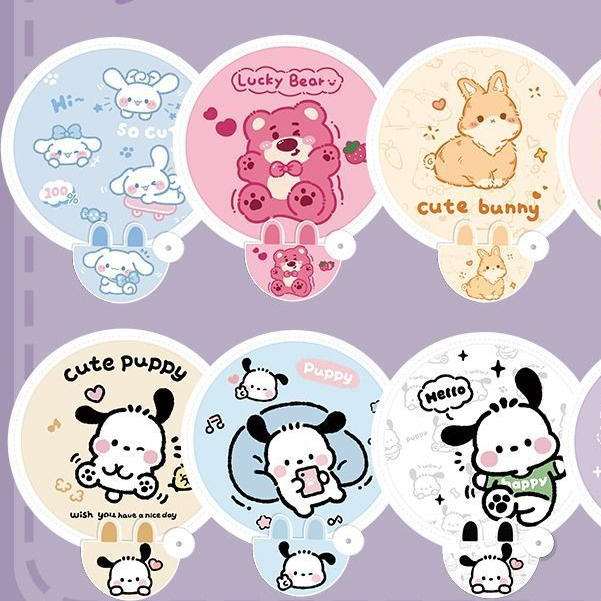 Cute Cartoon Folding Fan - Large Size with Handle - Small Pocket Fan ...