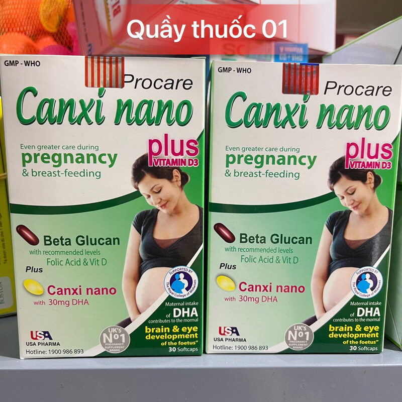 View of Calcium Nano DHA Procare for pregnant mothers box of 30 tablets ...