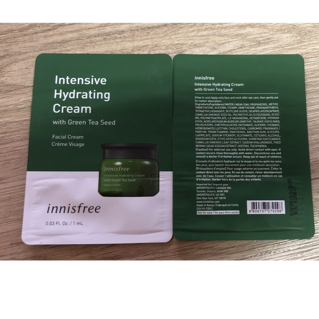 Auth 1000 Sample Innisfree Intensive Hydrating Cream With Green Tea Seed 1ml Shopee Malaysia 2786