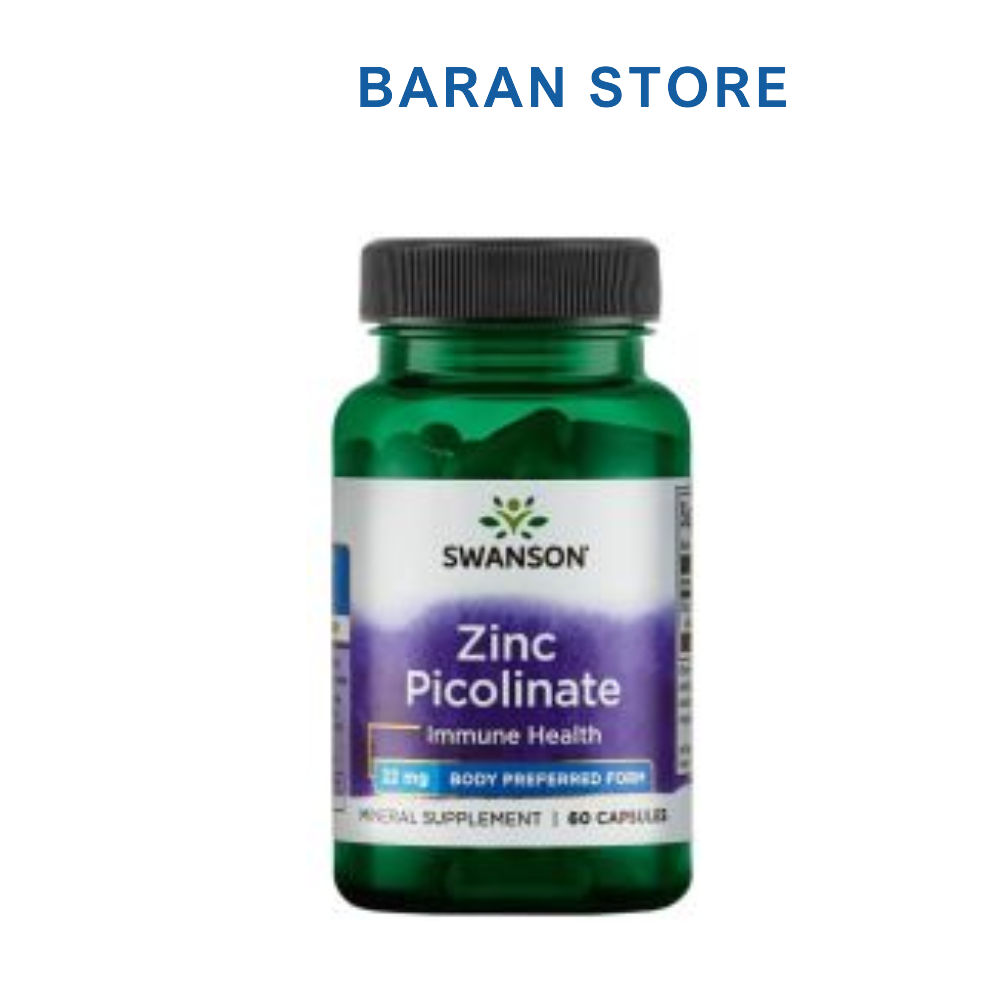 Swanson Zinc Picolinate Zinc Picolinate 22 mg 60 Tablets Baran Store