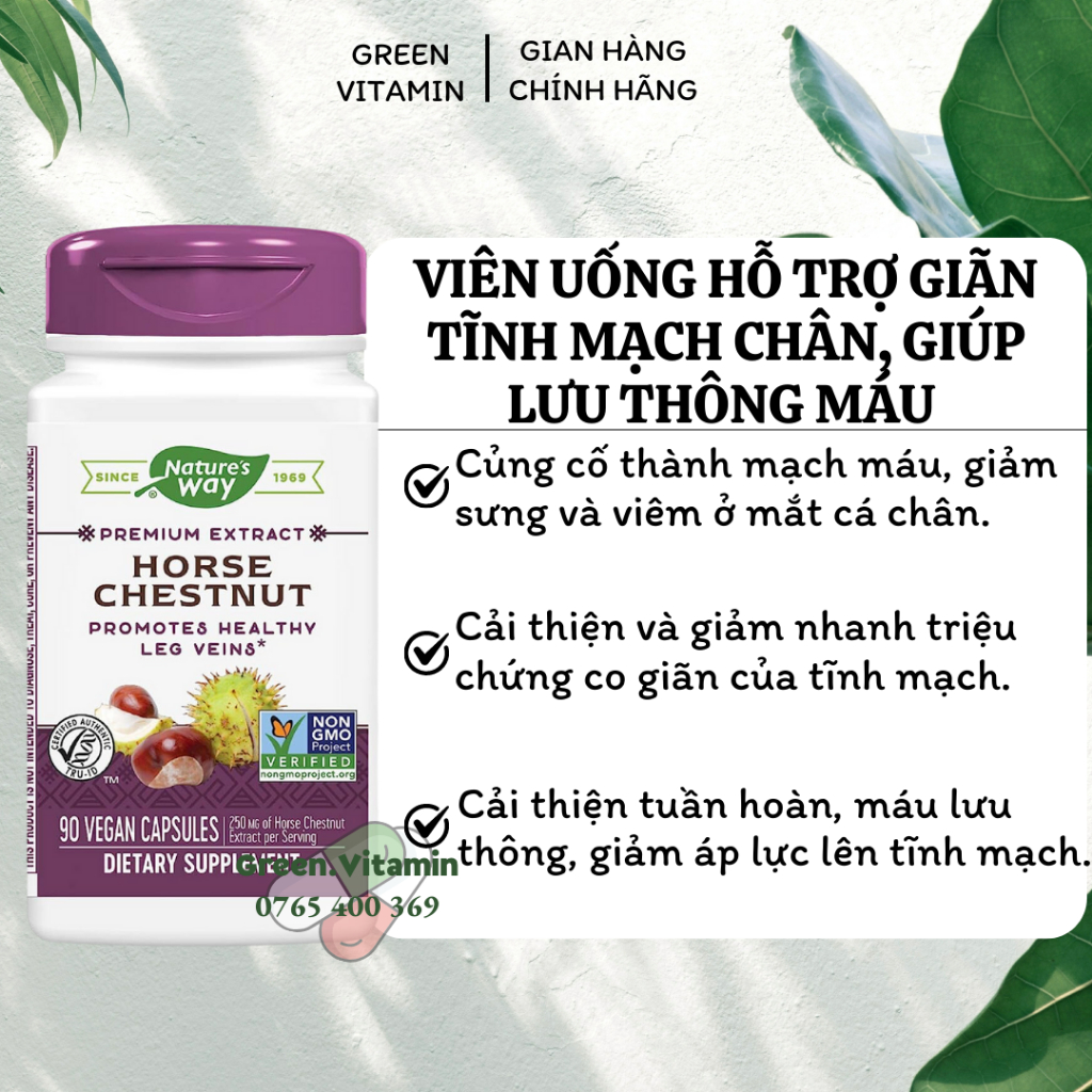 Nature's Way Horse Chestnut 250mg Oral tablet supports dilated veins, helps blood circulation