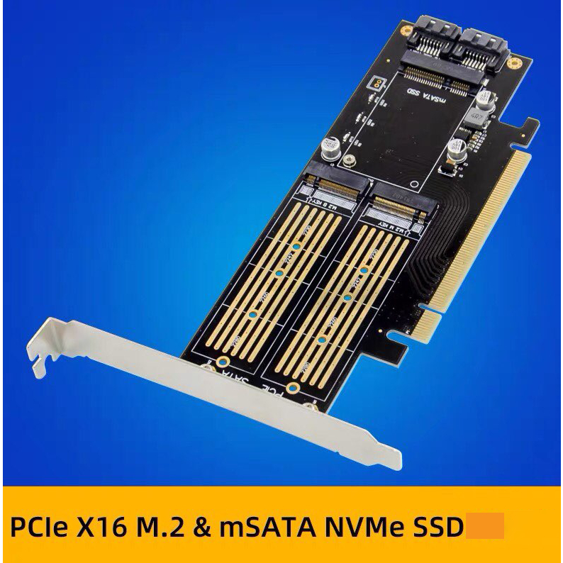 Sata Msata M2 Nvme Multi Function Conversion Card Via Pcie X16 Standard