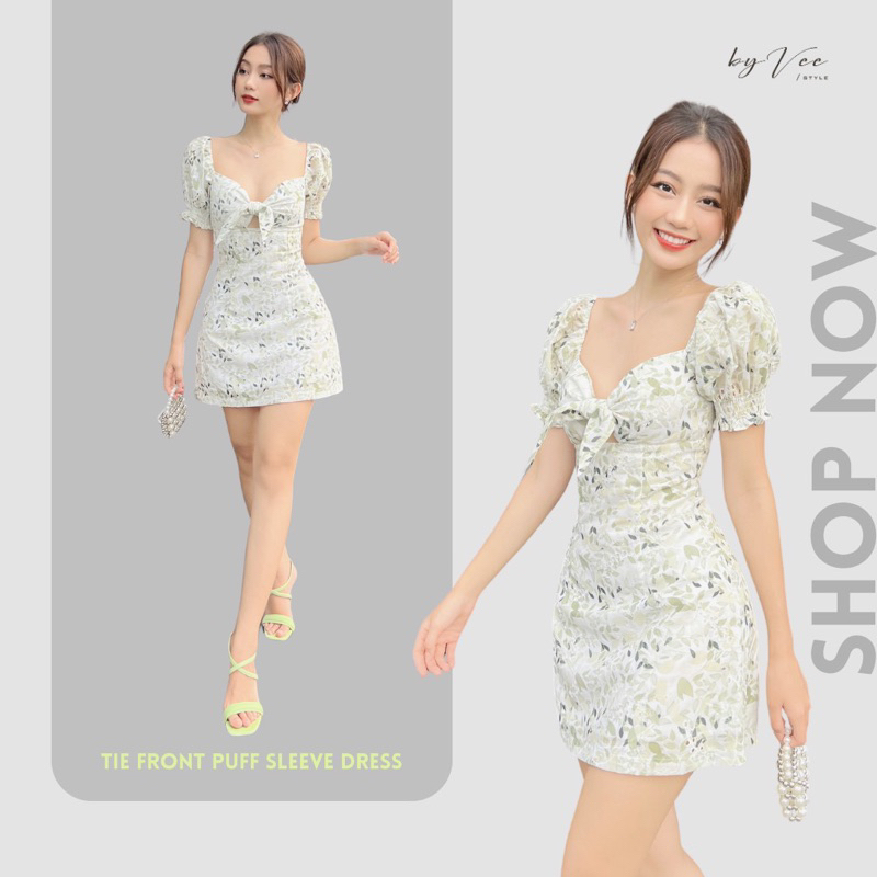 Floral Bucket dress with off shoulder | Shopee Malaysia