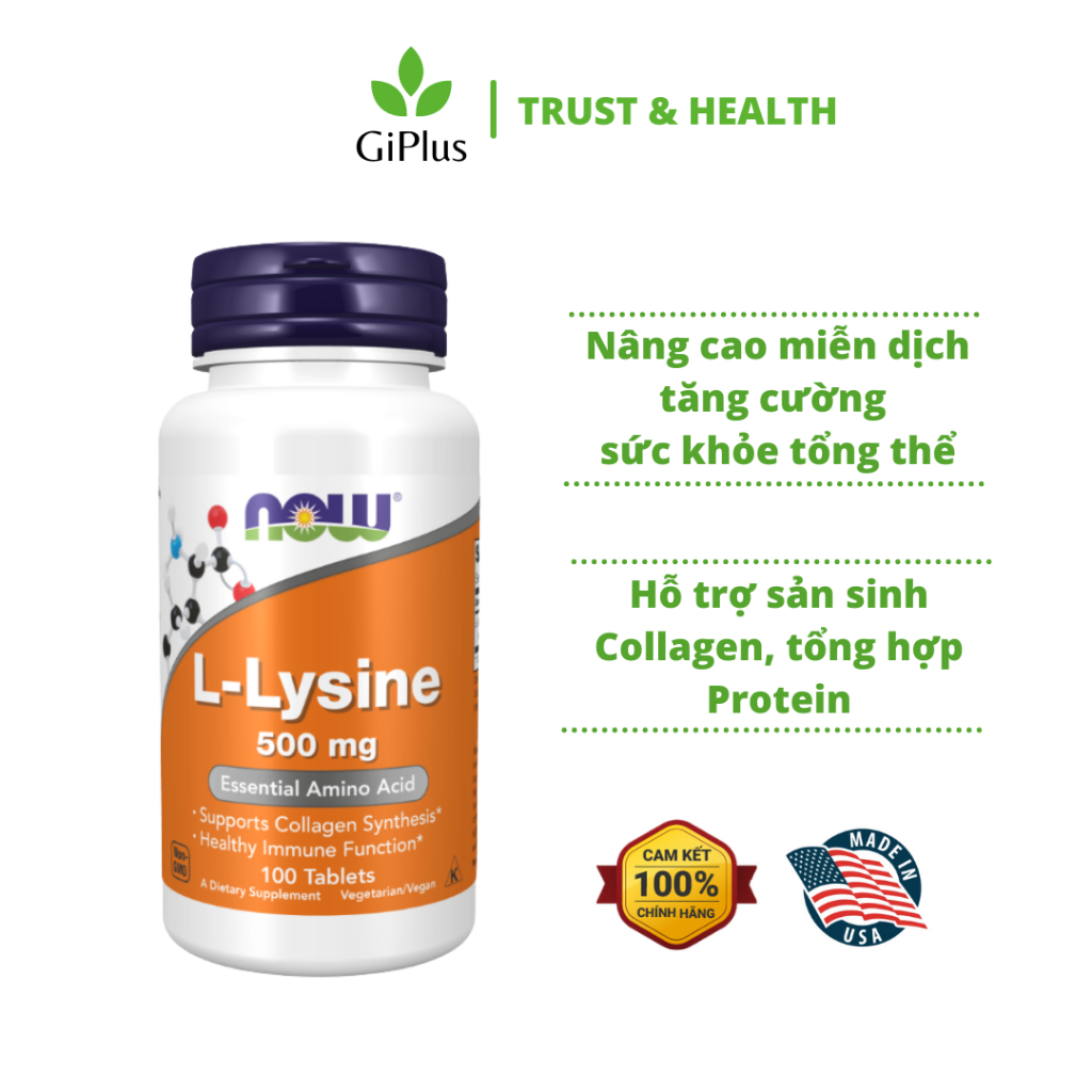 Now L-Lysine Collagen L-Lysine 500mg (100 capsules / bottle) | Shopee ...