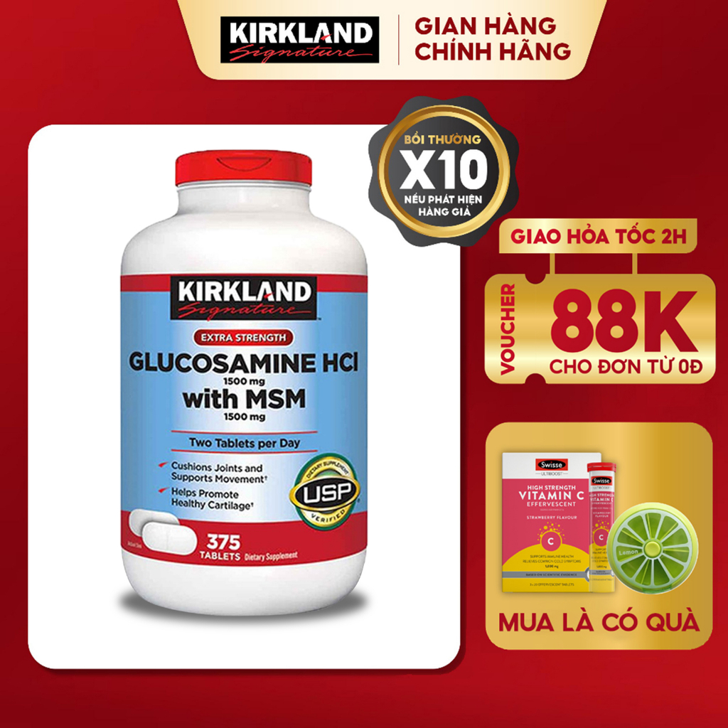 Kirkland Glucosamine HCL 1500mg With MSM 1500mg 375 Tablets Shopee