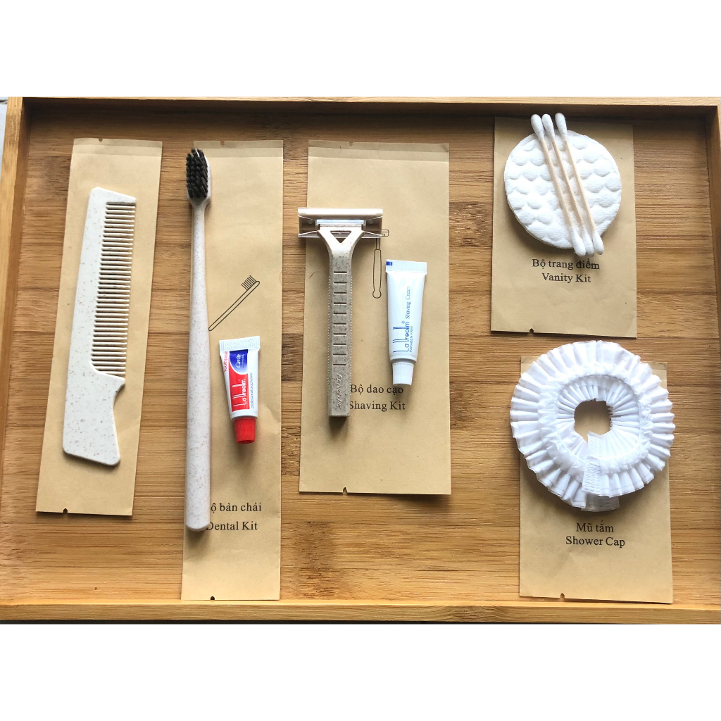 Set Of Hotel Consumption Kits Straw Powder Material, kraft Paper Packaging, For Hotel Thinking