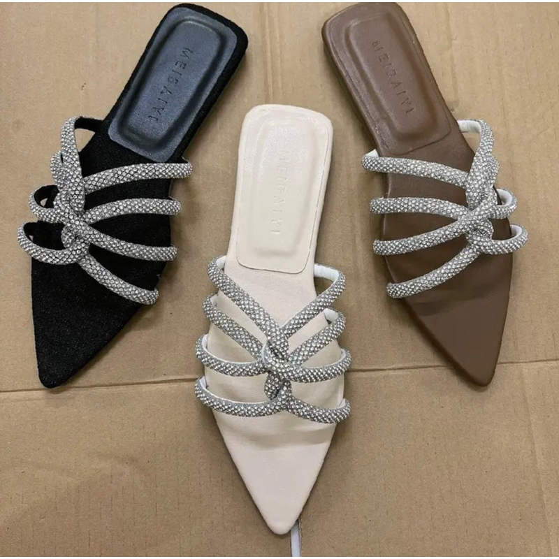 Casual Flat Pointed Toe Denim Slippers