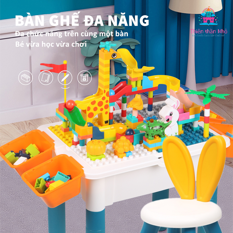 Multifunctional assembly table and chair set for children, puzzle ...