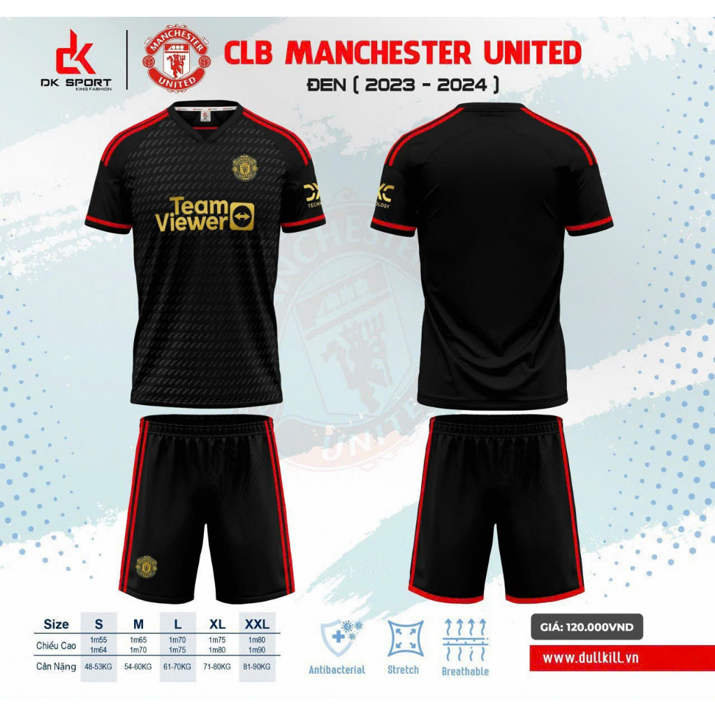 Manchester United MU soccer suit in black Court 2023-2024 high quality ...