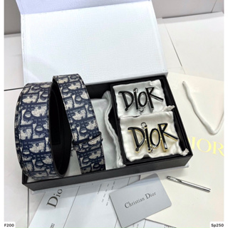Dior - Belt Dior Gray CD Diamond Canvas and Smooth Calfskin, 40 mm - Size 90 - Men