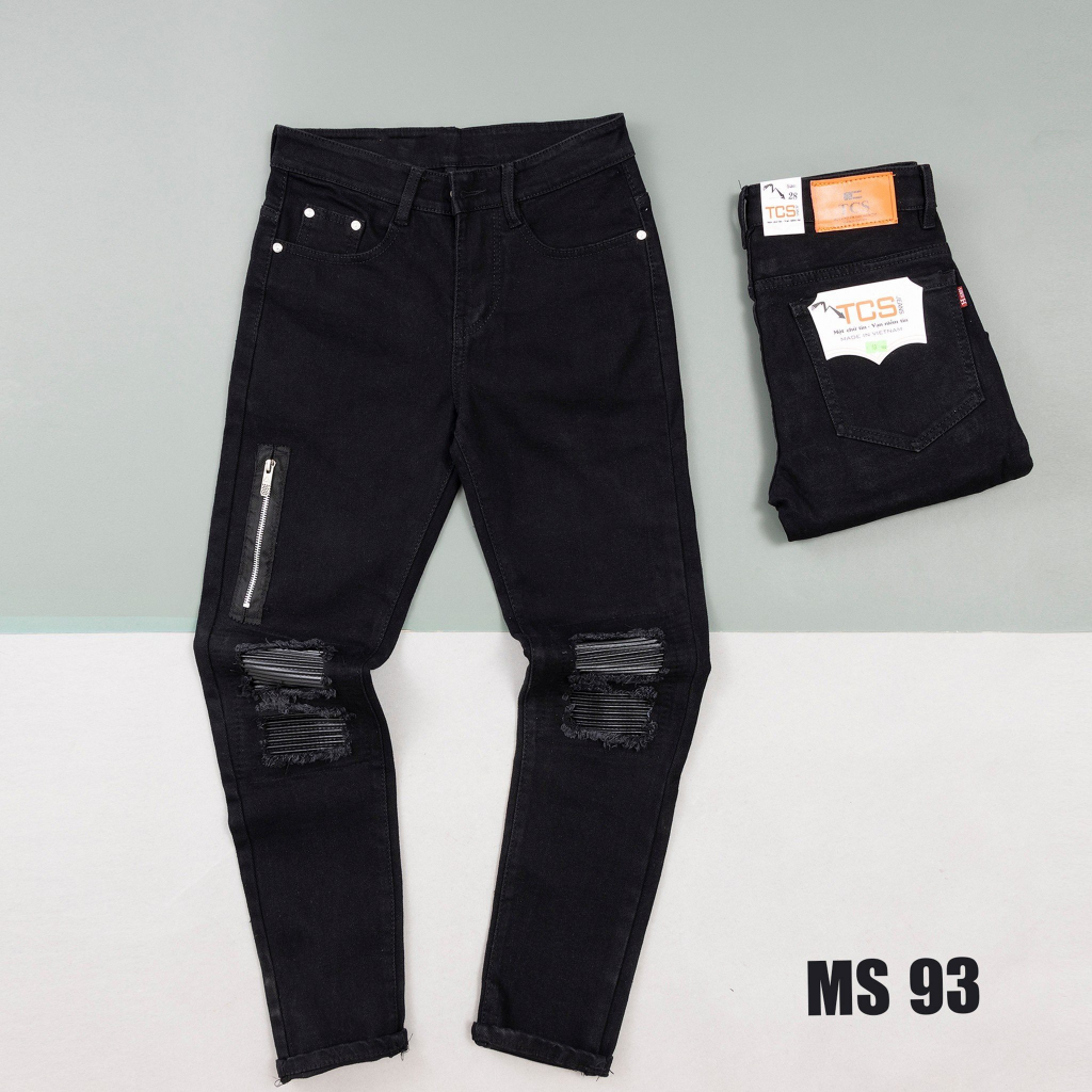 Men's Jeans With Leather Patches With Unique Zipper New Model Shopee