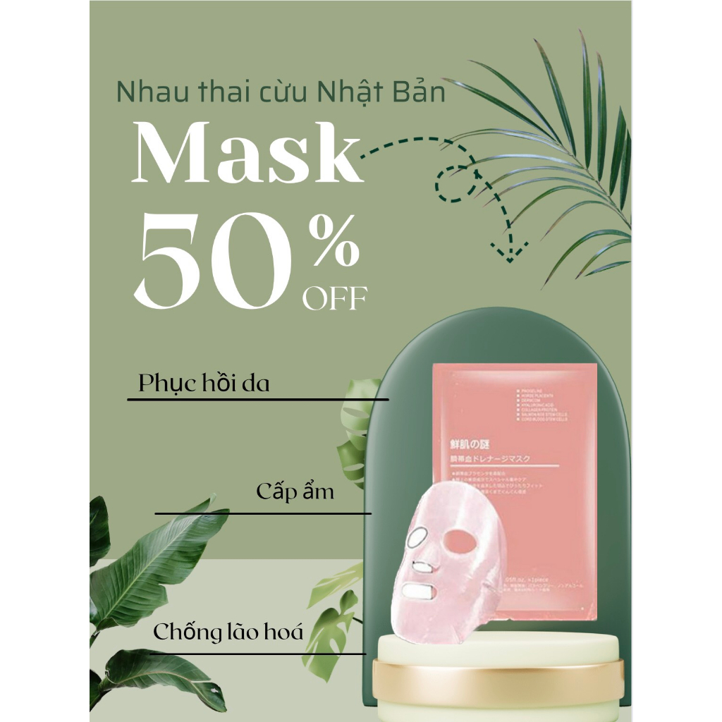 Sheep Placenta Mask Japanese Stem Cell Paper Mask Whitens Skin, Moisturizes, Regenerates