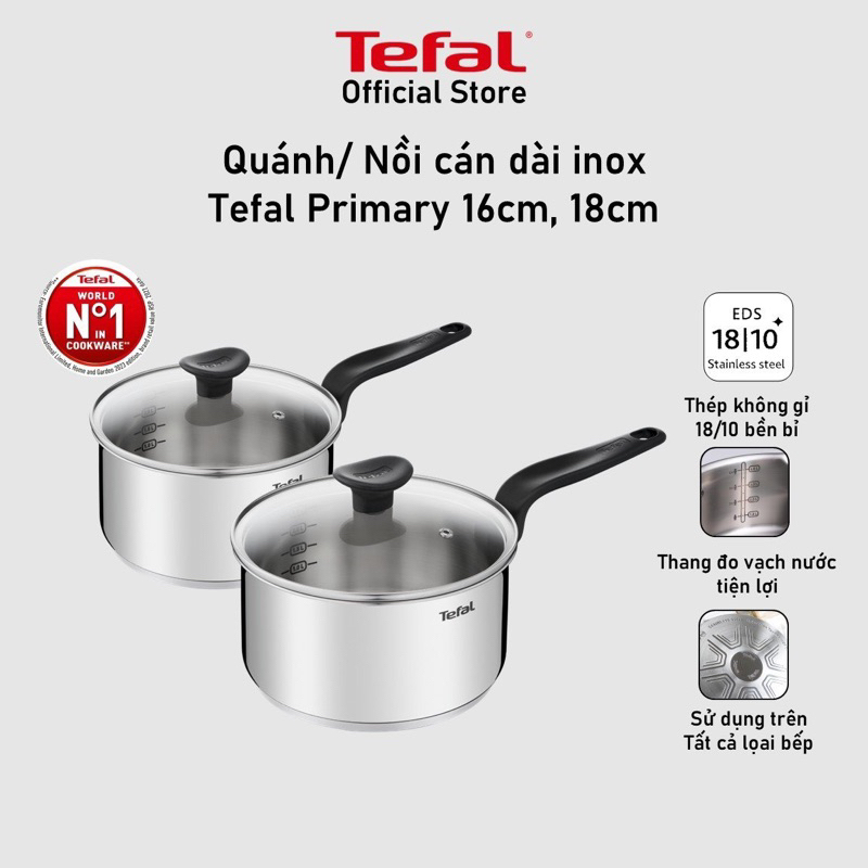 Tefal Primary Saucepan 18 cm (2.1 L), Stainless Steel, 18 cm