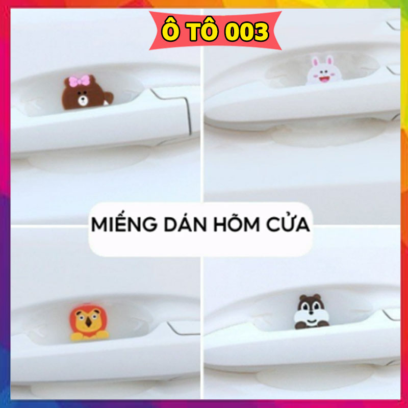 Set of 4 cartoon icon door cavity stickers with carbon fiber patterns ...