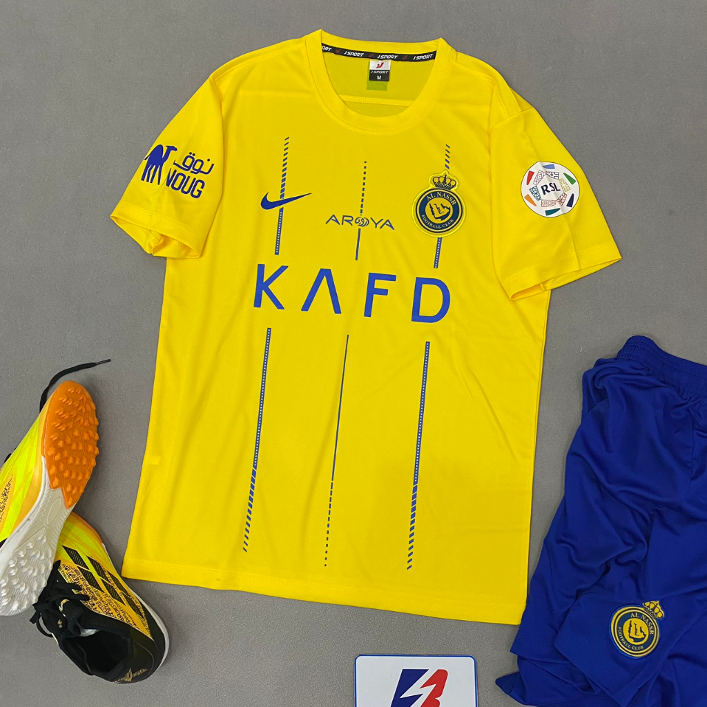 Al Nassr Yellow soccer clothes set at home new 2024JPflag Shopee Malaysia