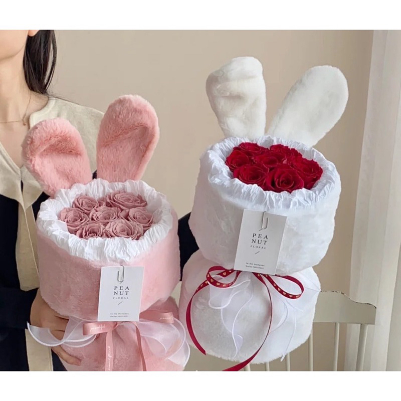 Rabbit Ear Wax Bouquet Hot trend 2023 (With Bag, Card, Flash) Shopee