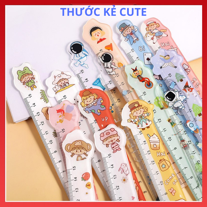 Cute 15cm long transparent cartoon ruler, convenient plastic ruler for ...
