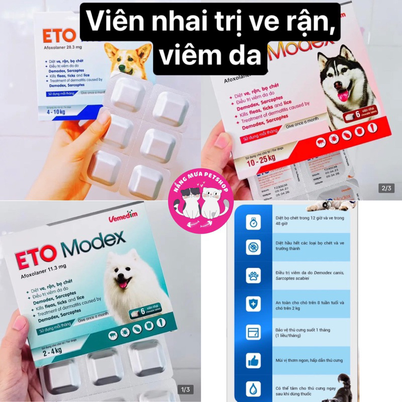 Eto MODEX Chewable Tablets Prevention And Kill Lice Ticks, Fleas