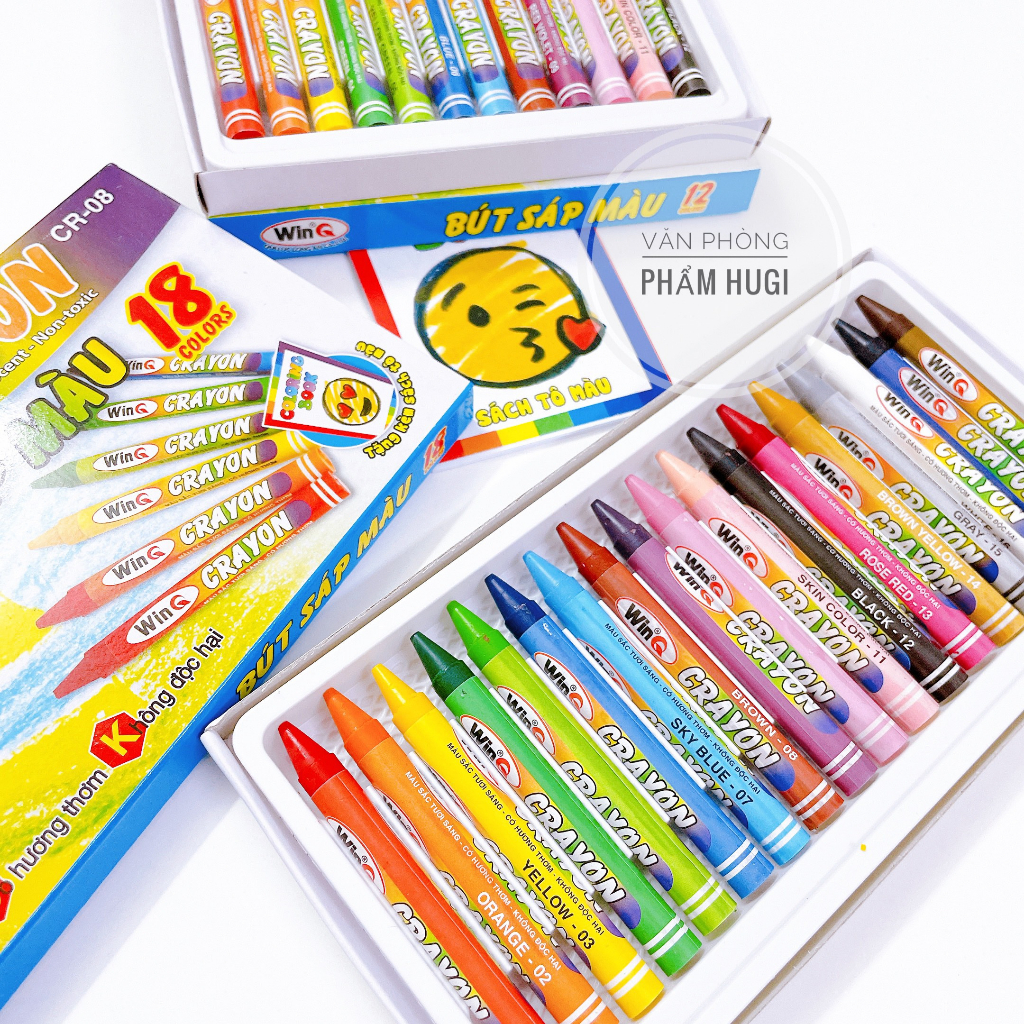Box of 12 - 18 WinQ crayons with beautiful, sharp colors for students ...