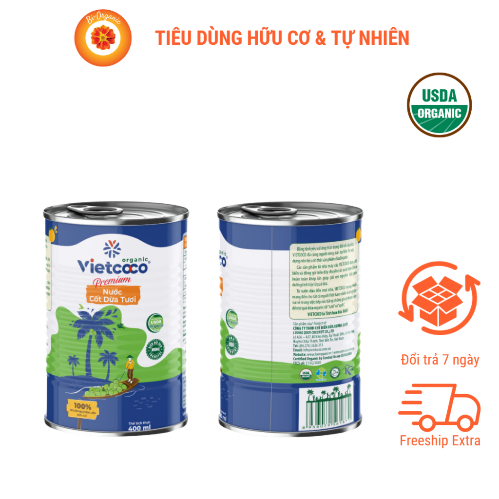 Vietcoco Organic Coconut Milk 400ml Used To Cook Sticky Rice, Cook Tea ...