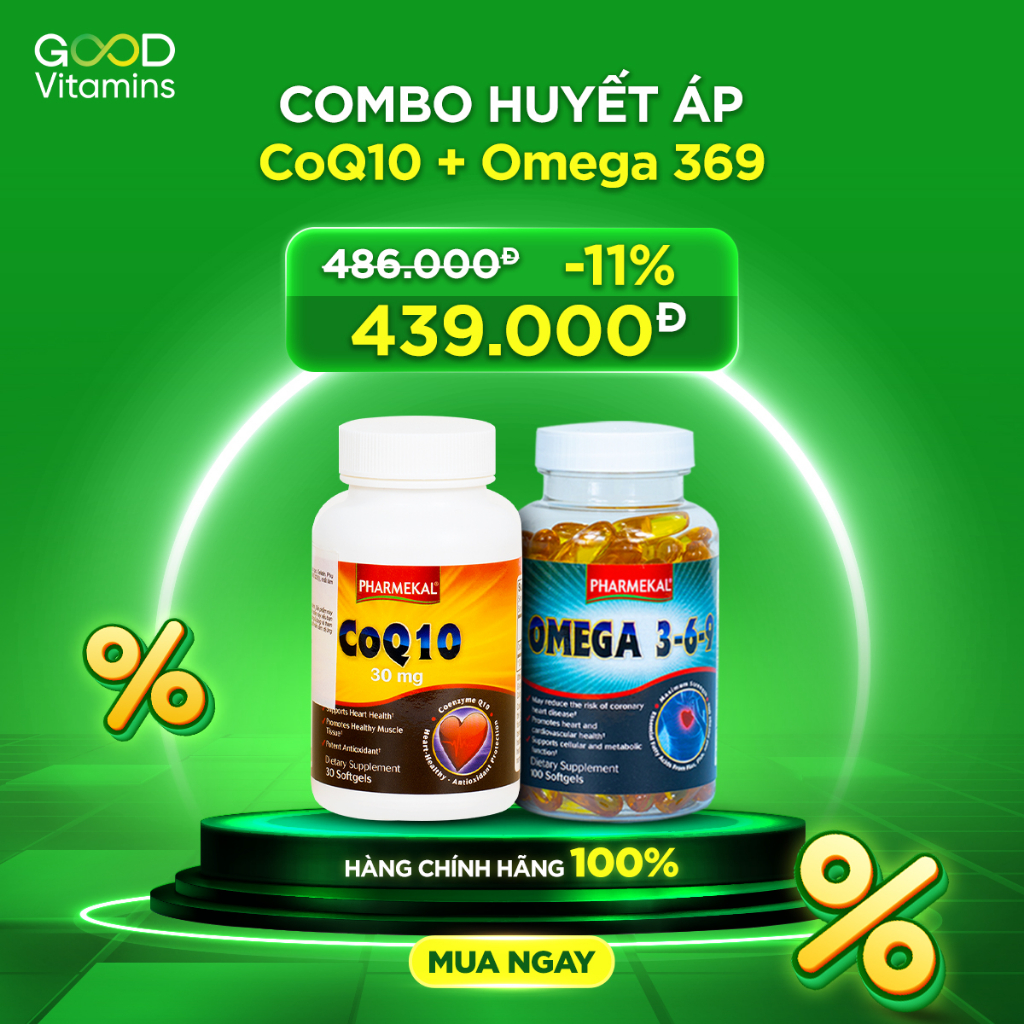 Combo Omega 369 Phamekal Fish Oil Blood Pressure Tablets (100v) + Heart