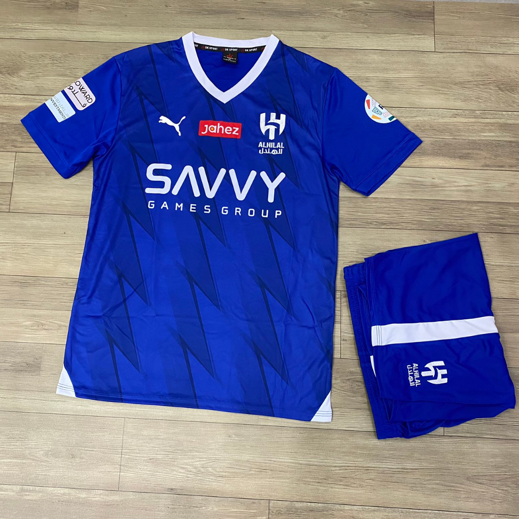 Al HILAL soccer clothes set (Arrow) in blue 2024DK TF Shopee Malaysia