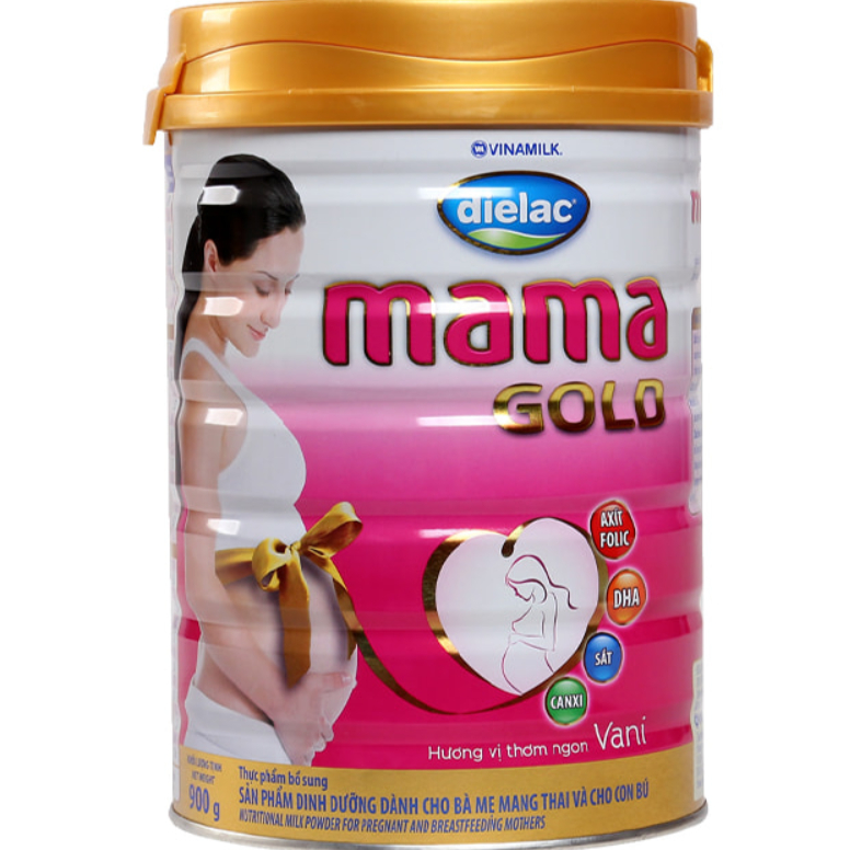 Vinamilk Dielac Mama Gold Powdered Milk Box Tin Box 900g Vanilla Flavor (Good Milk Healthy