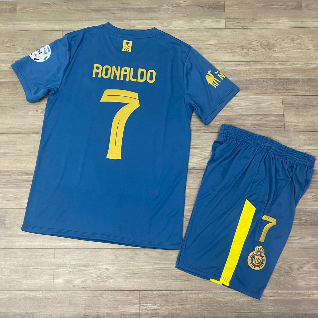 Al Nassr blue duck neck soccer suit DK2024 with RONALDO number