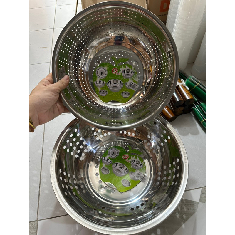 Multi-purpose stainless steel basket with small holes - Rice washing ...