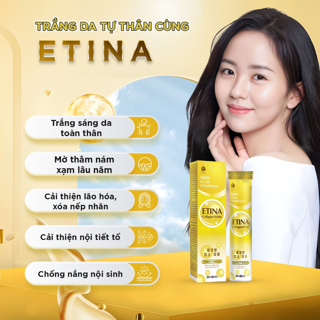 glutathione nest nmn Etina Collagen White NMN Whitening Effervescent Tablet Glutathione Nest  Helps To Beautify The Skin, Increase Hormones - 20 Tablets