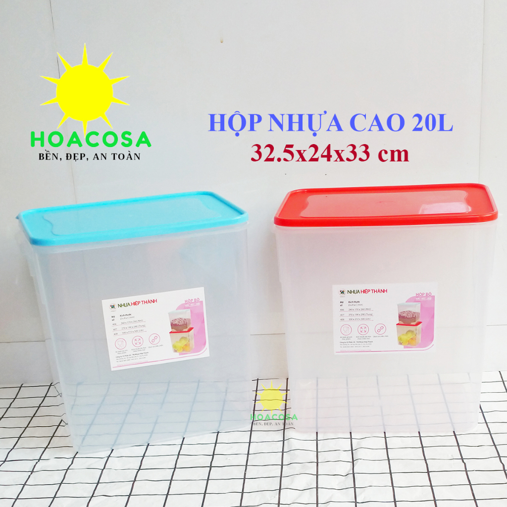 Hiep Thanh 20L Tall Plastic Food Container, Clear Plastic, Durable