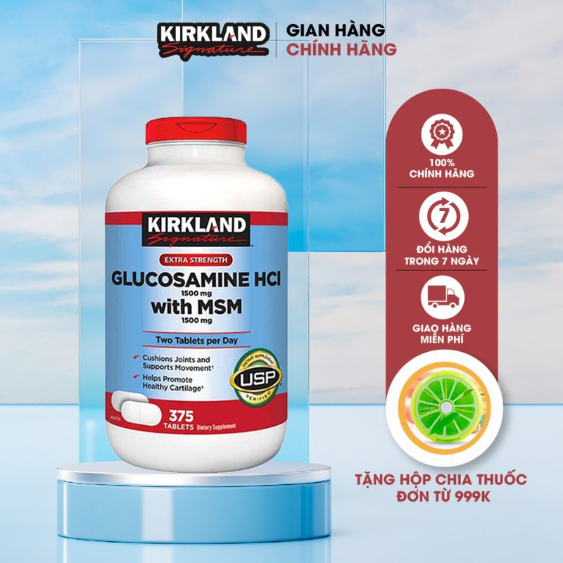 Glucosamine HCL 1500mg Oral Tablet With MSM 1500mg Kirkland Signature 375 Tablets Improve Bone