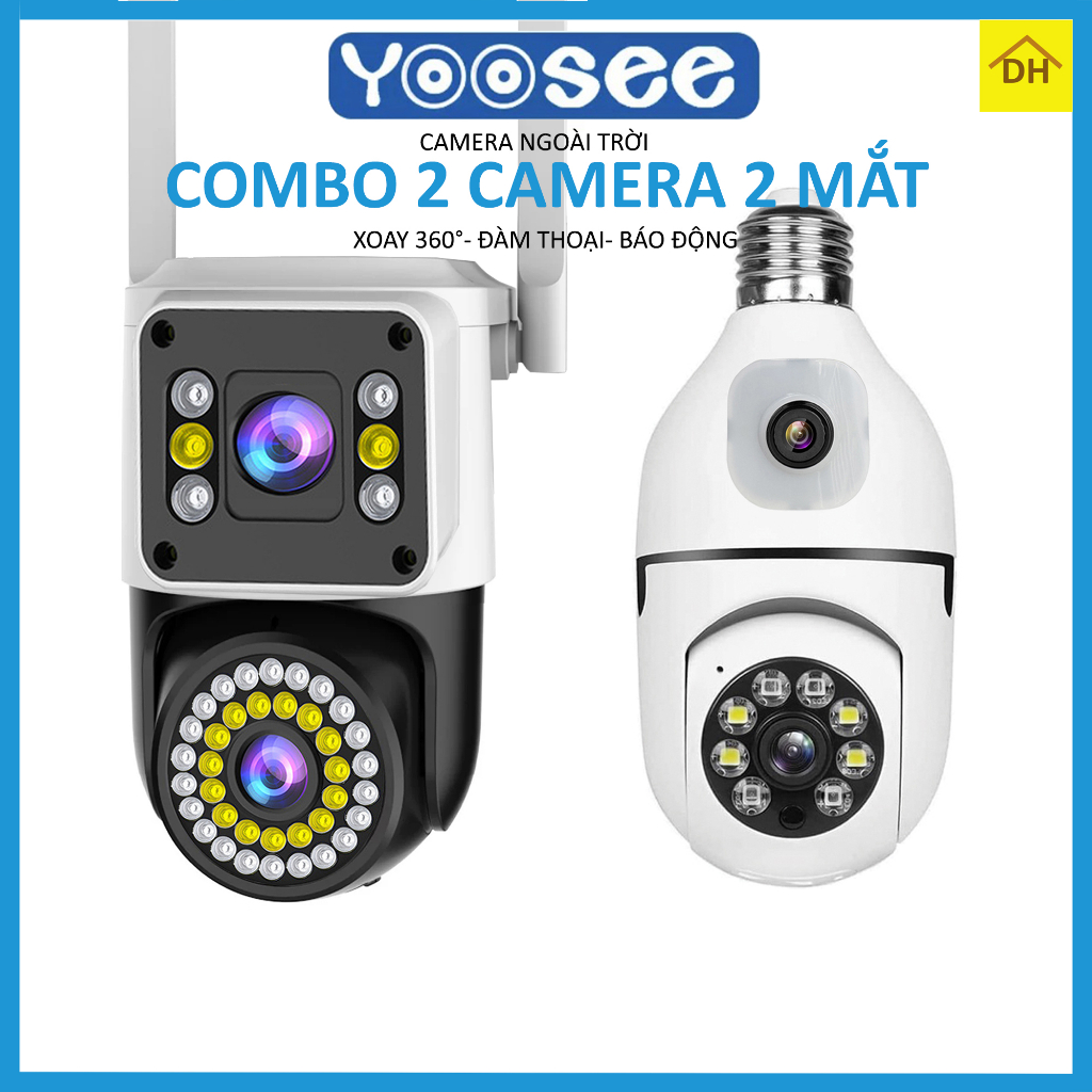 Combo 2 Super Sharp 2M YOOSEE 4M Cameras (1 Indoor + 1 Outdoor) Rotate 360 Degrees Watch 2