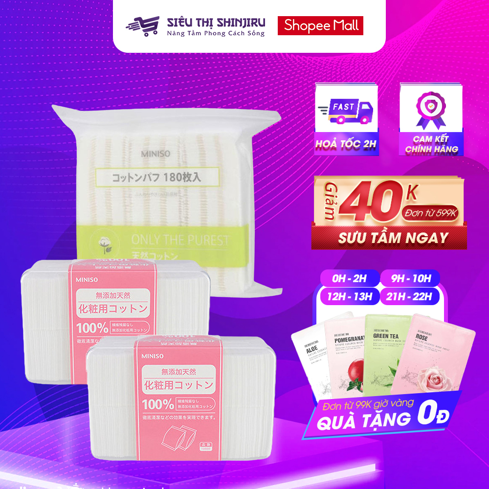 Miniso Japanese Makeup Remover 180 Pieces 1000 Pieces, Organic Cotton