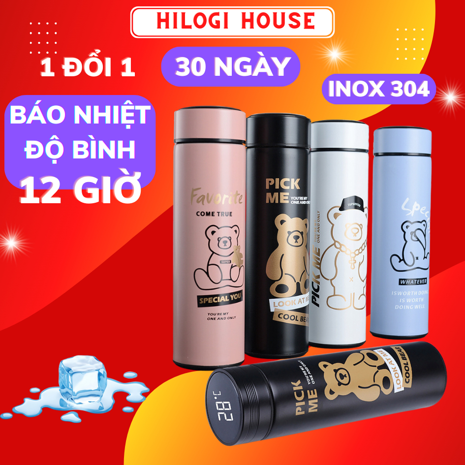 Stainless Steel Thermos Flask Display Temperature HiLOGI 304 Stainless