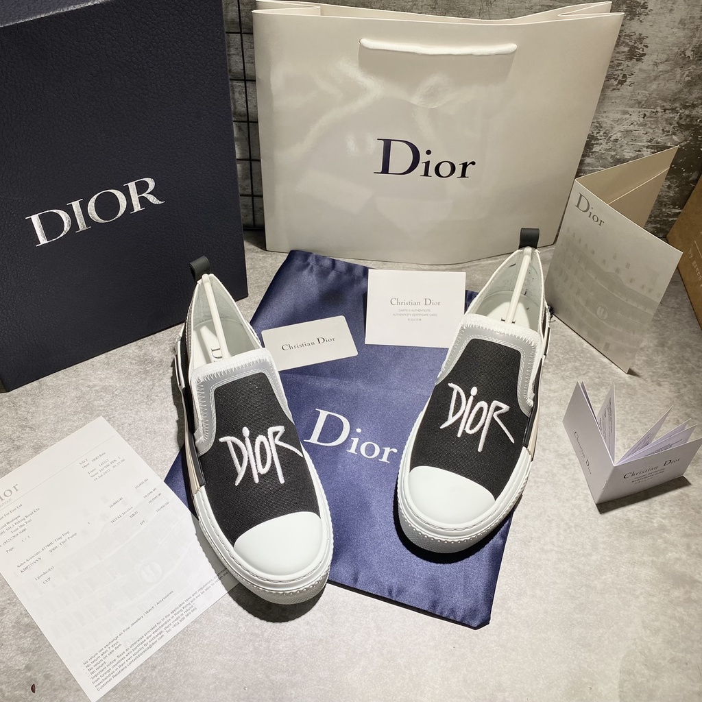 Dior B23 Slip On X Shawn Stussy Sneakers In Black Dior Slip-Ons In ...